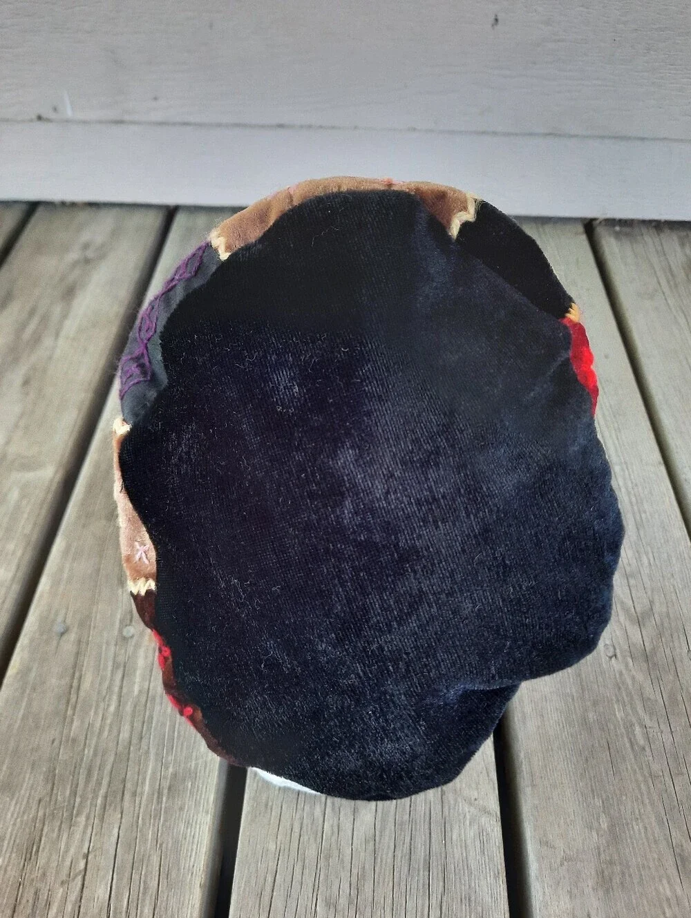 Vintage 90s/Y2K Velvet Patchwork Embroided Floral Bucket Hat Boho Hippie OS